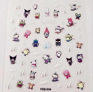⭐4/$15 Sanrio Ice Skating 5D Embossed Nail Art Stickers